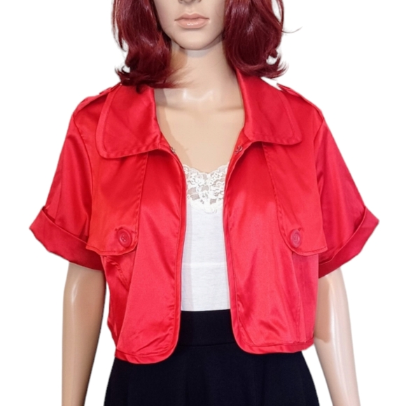Last Kiss Satin Crop Jacket - Picture 1 of 9